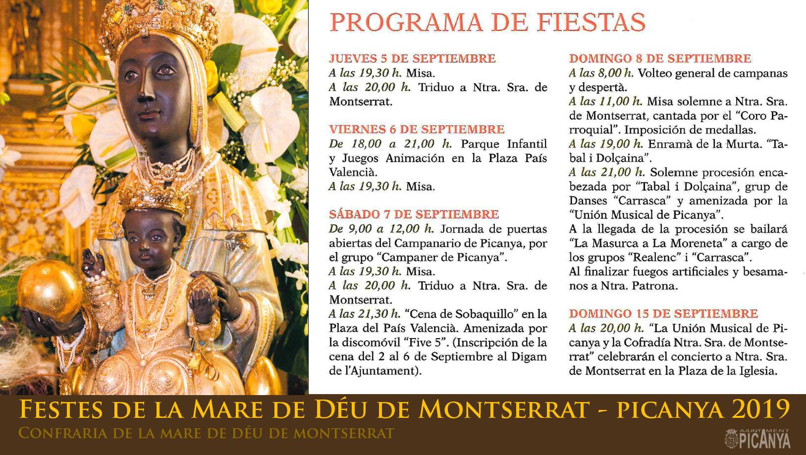 Fiestas en honor a Nuestra Señora de Montserrat 2019 Picanya / Picaña